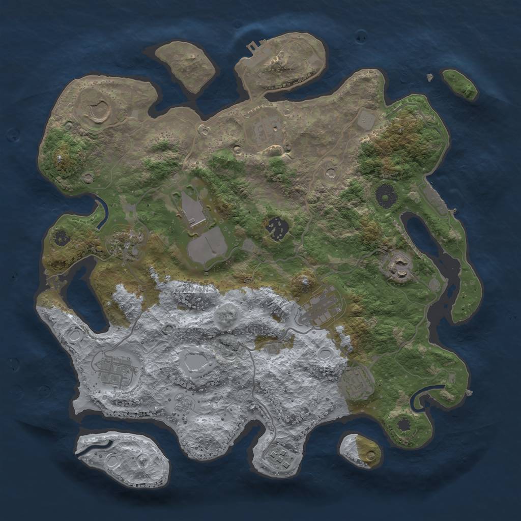 Rust Map: Procedural Map, Size: 3500, Seed: 1075014636, 19 Monuments