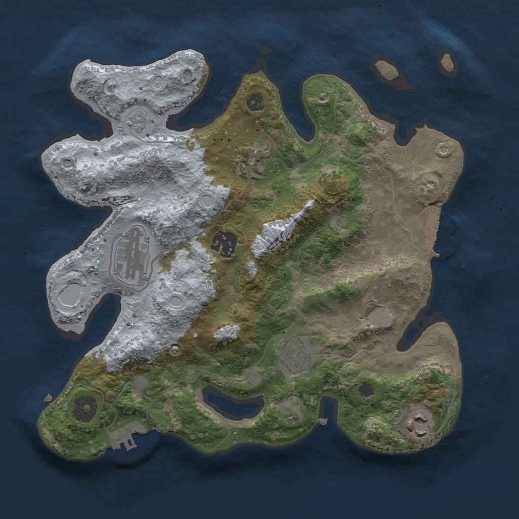 Rust Map: Procedural Map, Size: 3000, Seed: 666839137, 13 Monuments