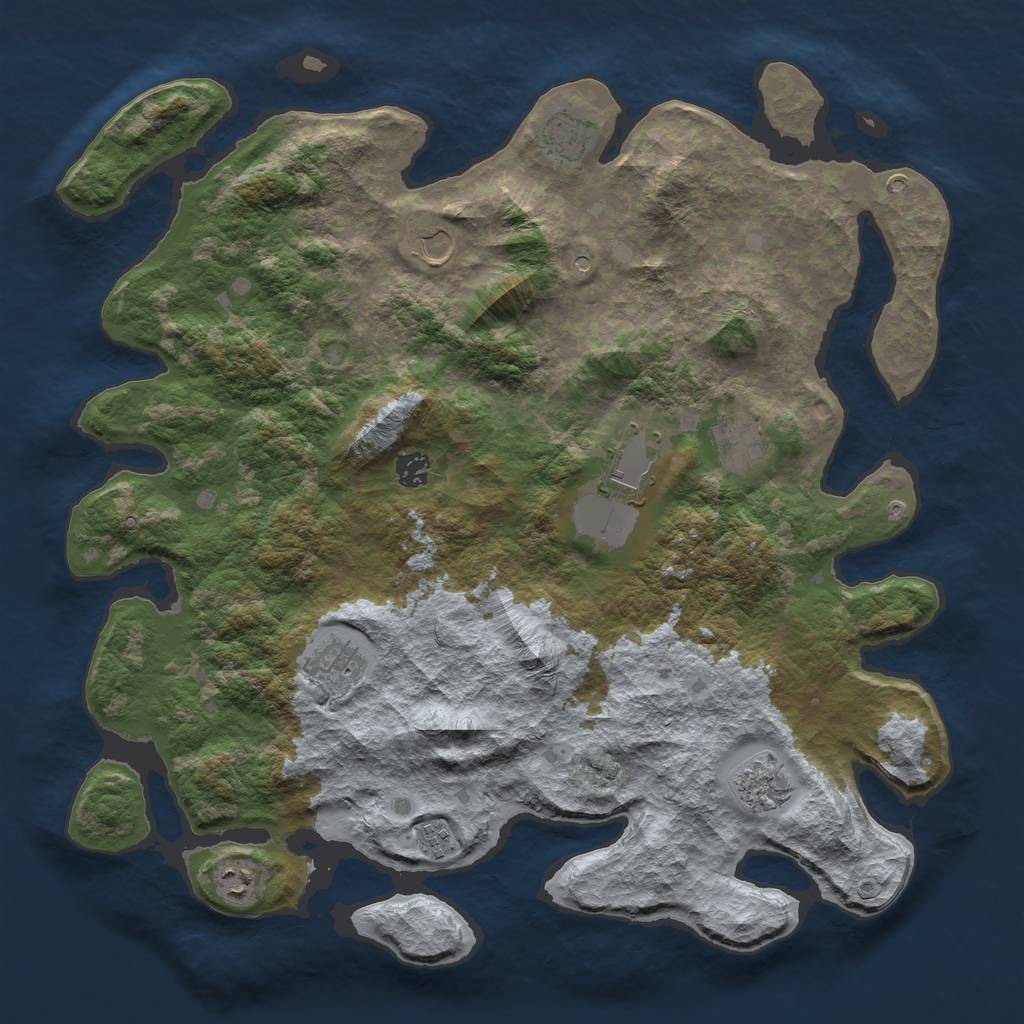 Rust Map: Barren, Size: 4300, Seed: 1499197909, 12 Monuments