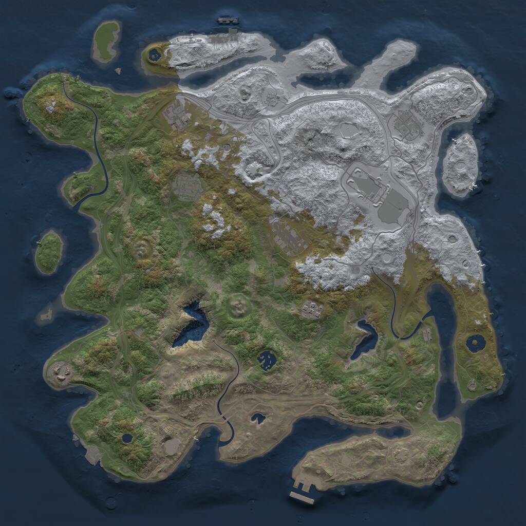 Rust Map: Procedural Map, Size: 4300, Seed: 2142442030, 14 Monuments