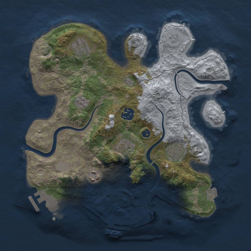 Rust Map: Procedural Map, Size: 3000, Seed: 77457, 12 Monuments