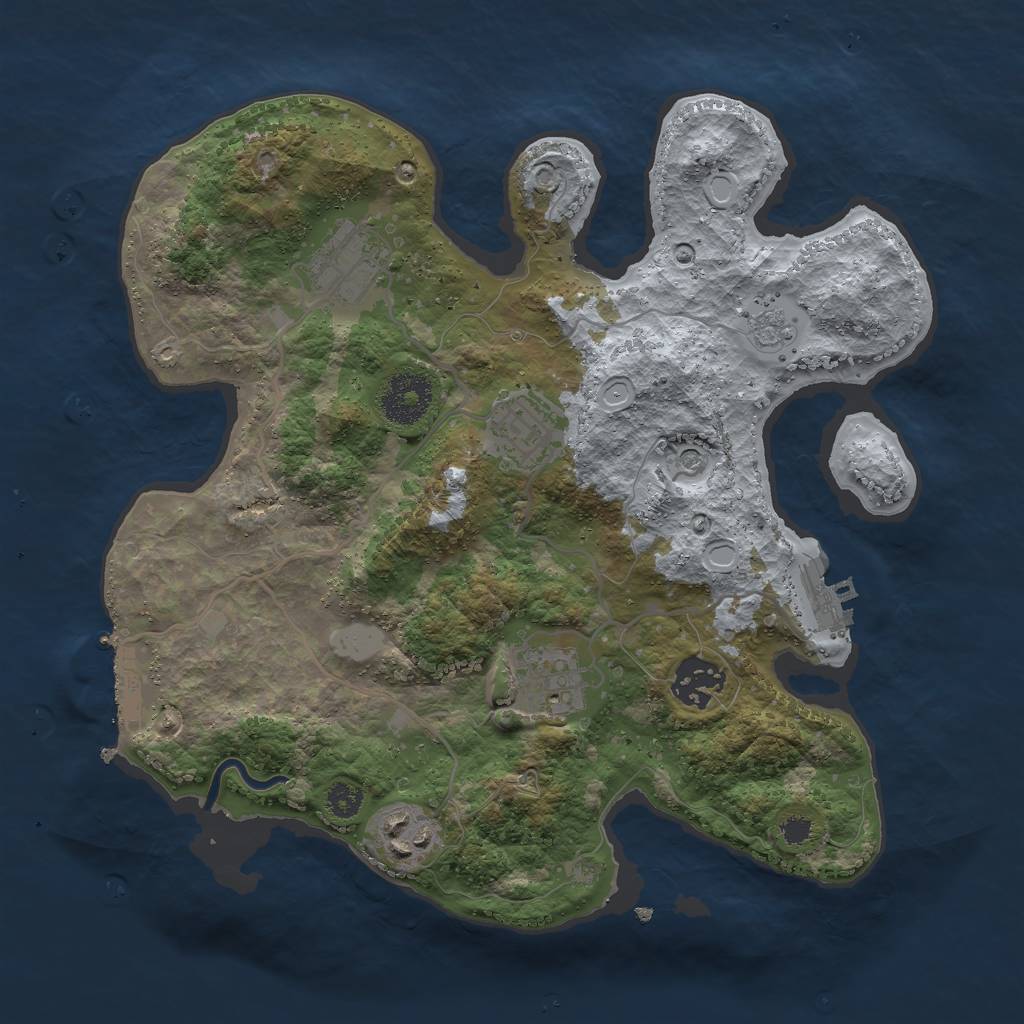 Rust Map: Procedural Map, Size: 3000, Seed: 77457, 14 Monuments