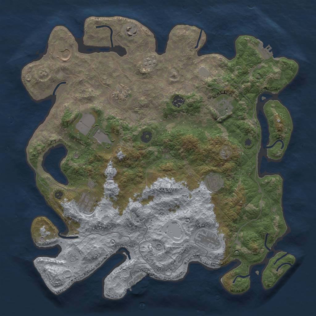 Rust Map: Procedural Map, Size: 4000, Seed: 960729, 19 Monuments