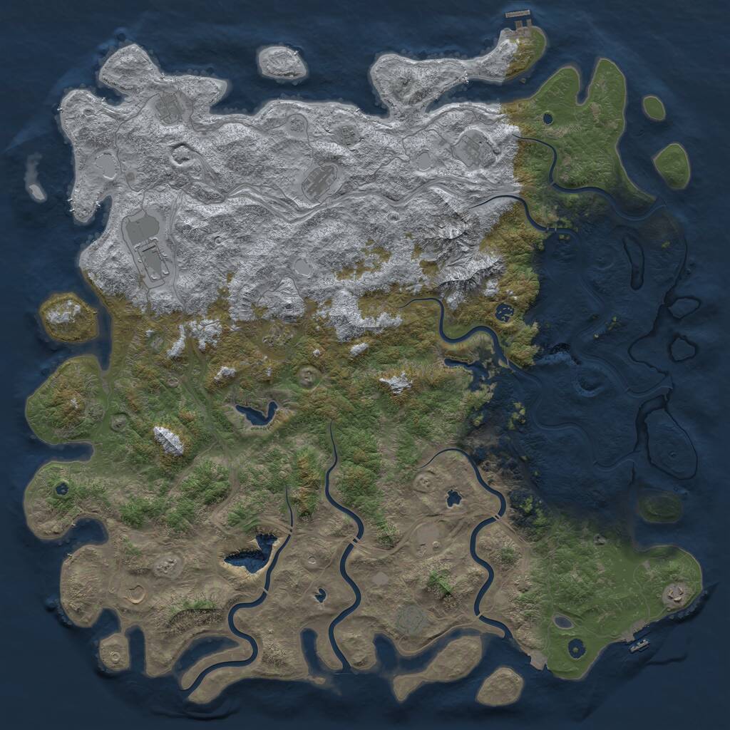 Rust Map: Procedural Map, Size: 6000, Seed: 997926222, 17 Monuments