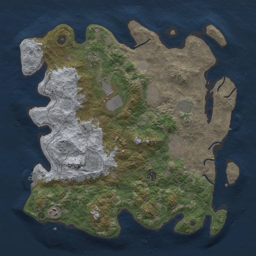Rust Map: Procedural Map, Size: 4000, Seed: 1059553039, 18 Monuments