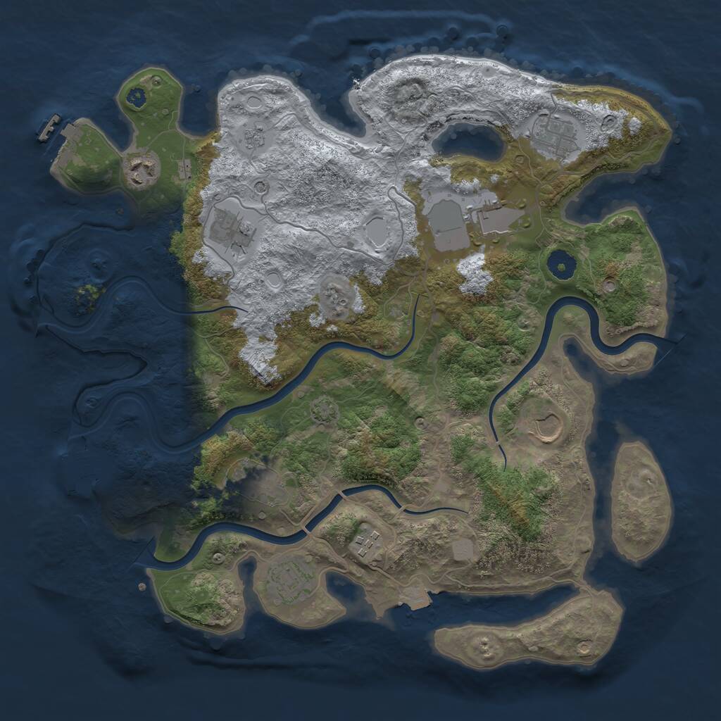 Rust Map: Procedural Map, Size: 3750, Seed: 2067964194, 14 Monuments