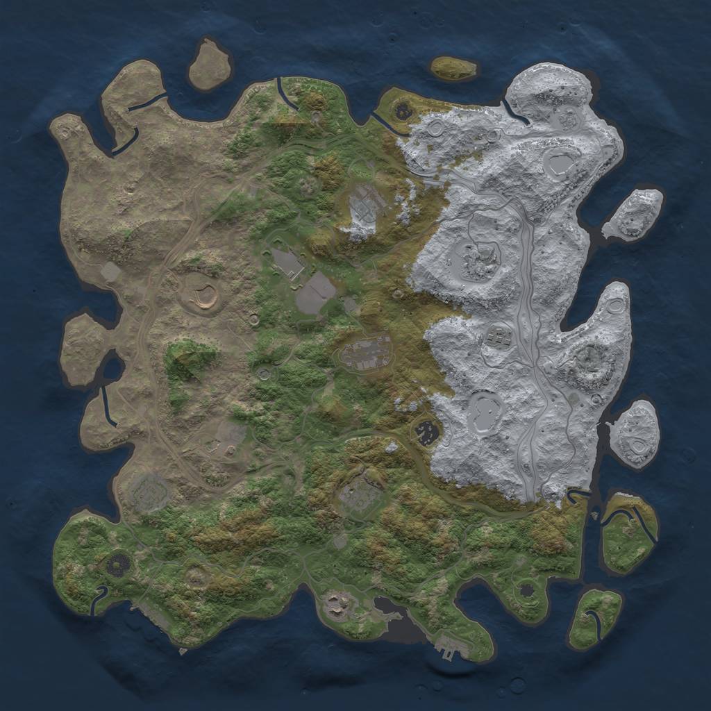 Rust Map: Procedural Map, Size: 4500, Seed: 53363105, 20 Monuments