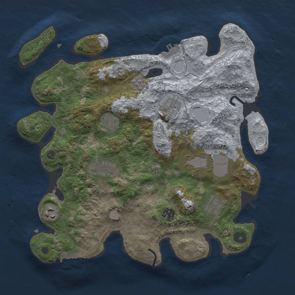 Rust Map: Procedural Map, Size: 3500, Seed: 19871217, 17 Monuments