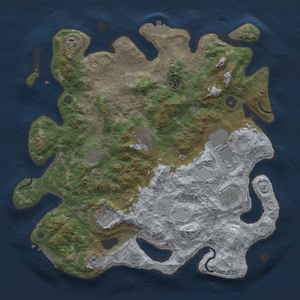 Rust Map: Procedural Map, Size: 4000, Seed: 1914, 17 Monuments