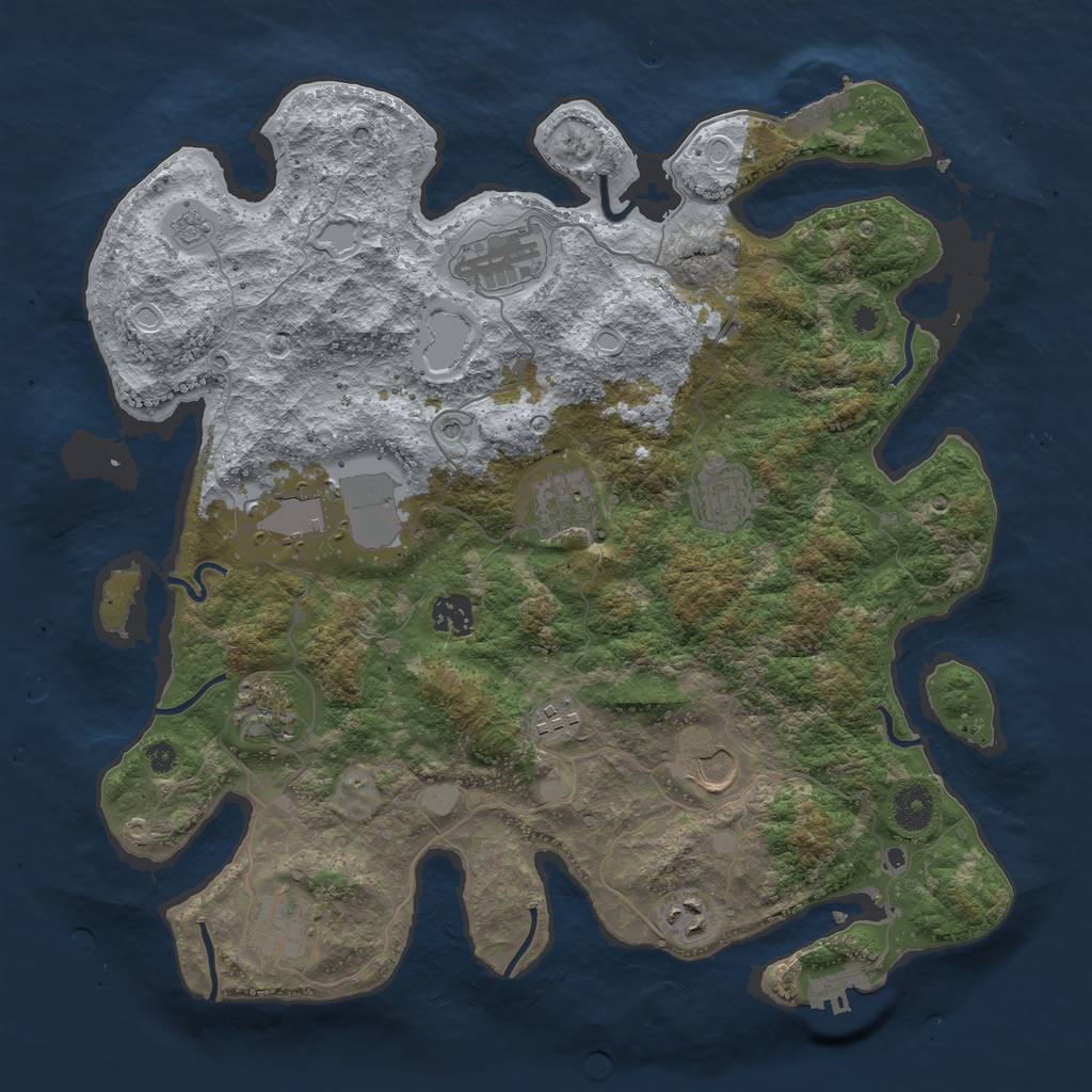 Rust Map: Procedural Map, Size: 3800, Seed: 897739227, 19 Monuments