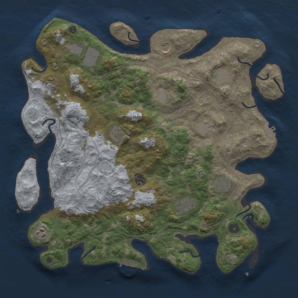 Rust Map: Procedural Map, Size: 4250, Seed: 1947484366, 20 Monuments