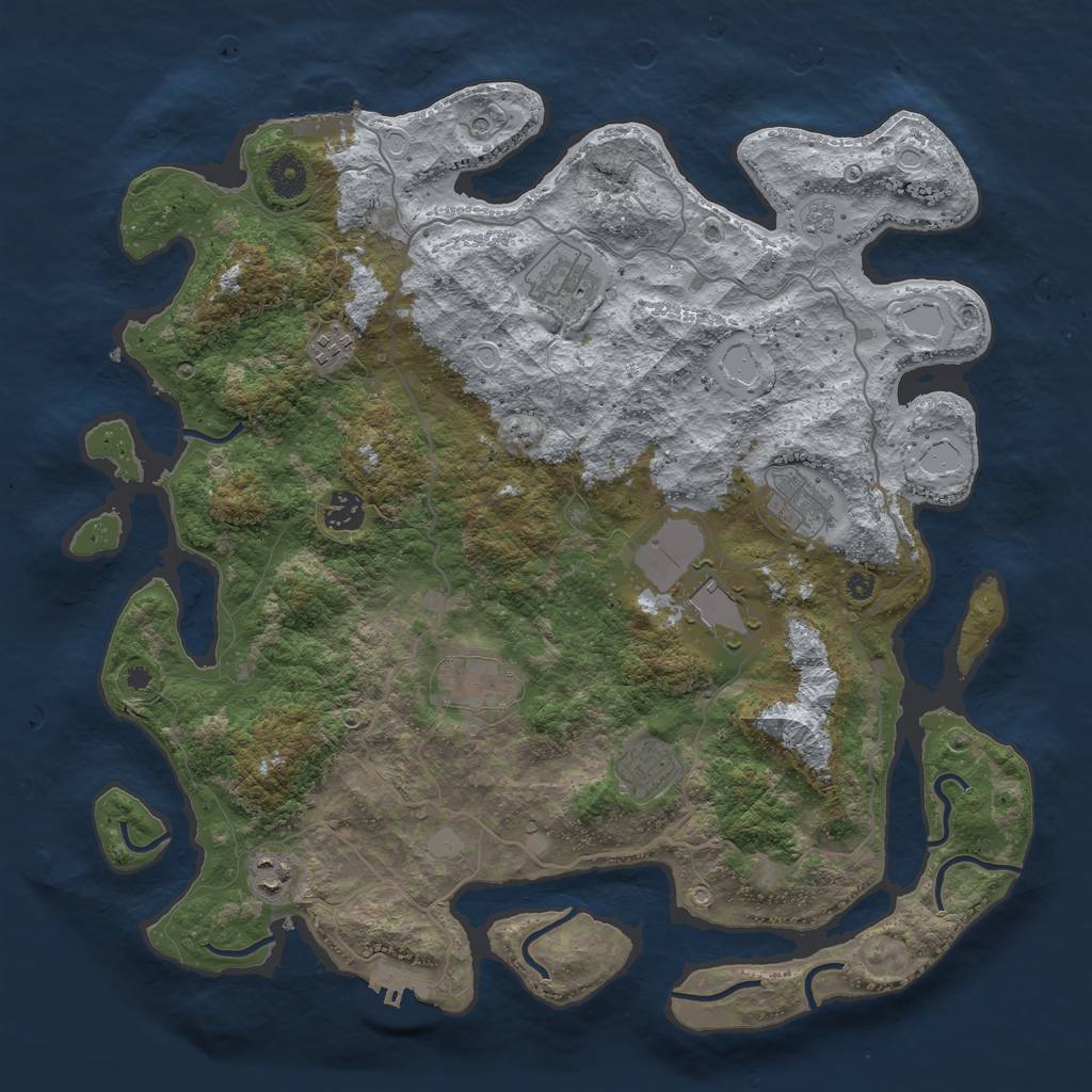 Rust Map: Procedural Map, Size: 4000, Seed: 969826587, 17 Monuments