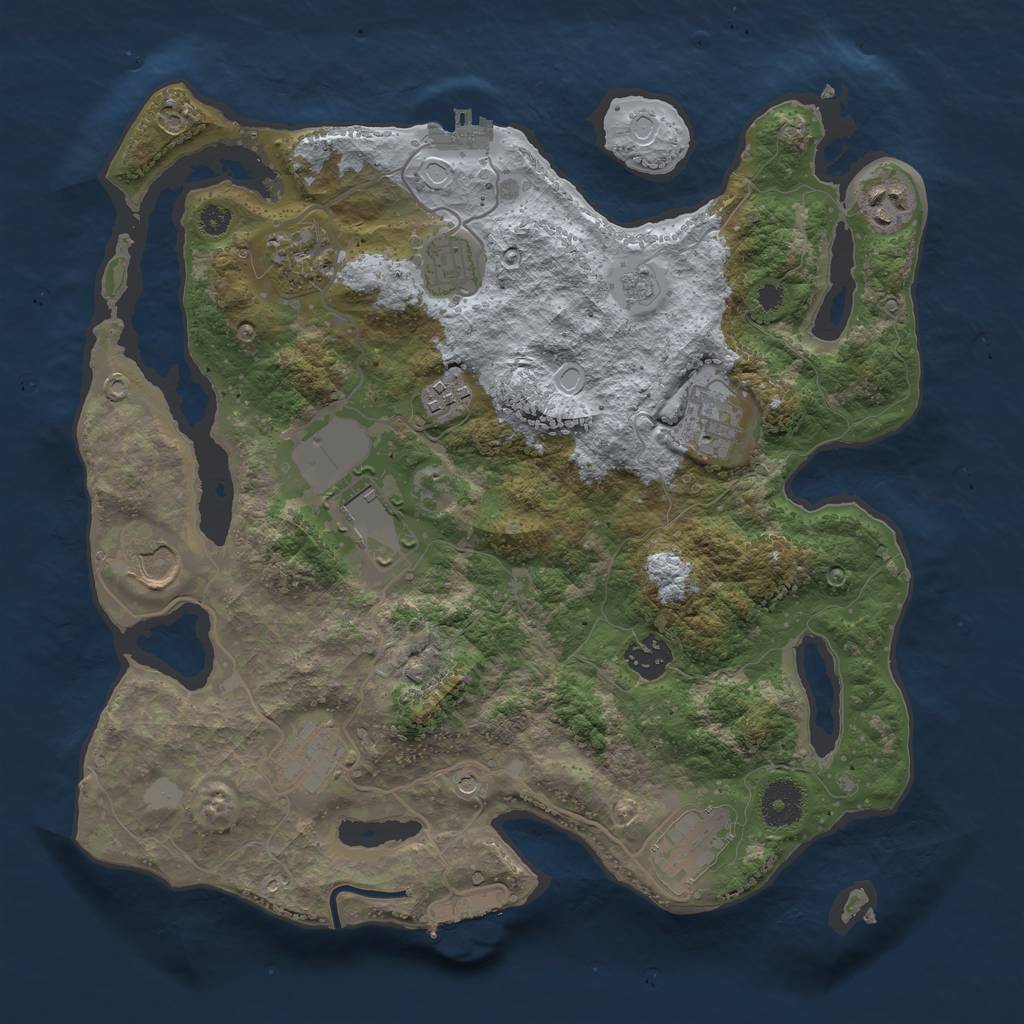 Rust Map: Procedural Map, Size: 3500, Seed: 870668858, 19 Monuments