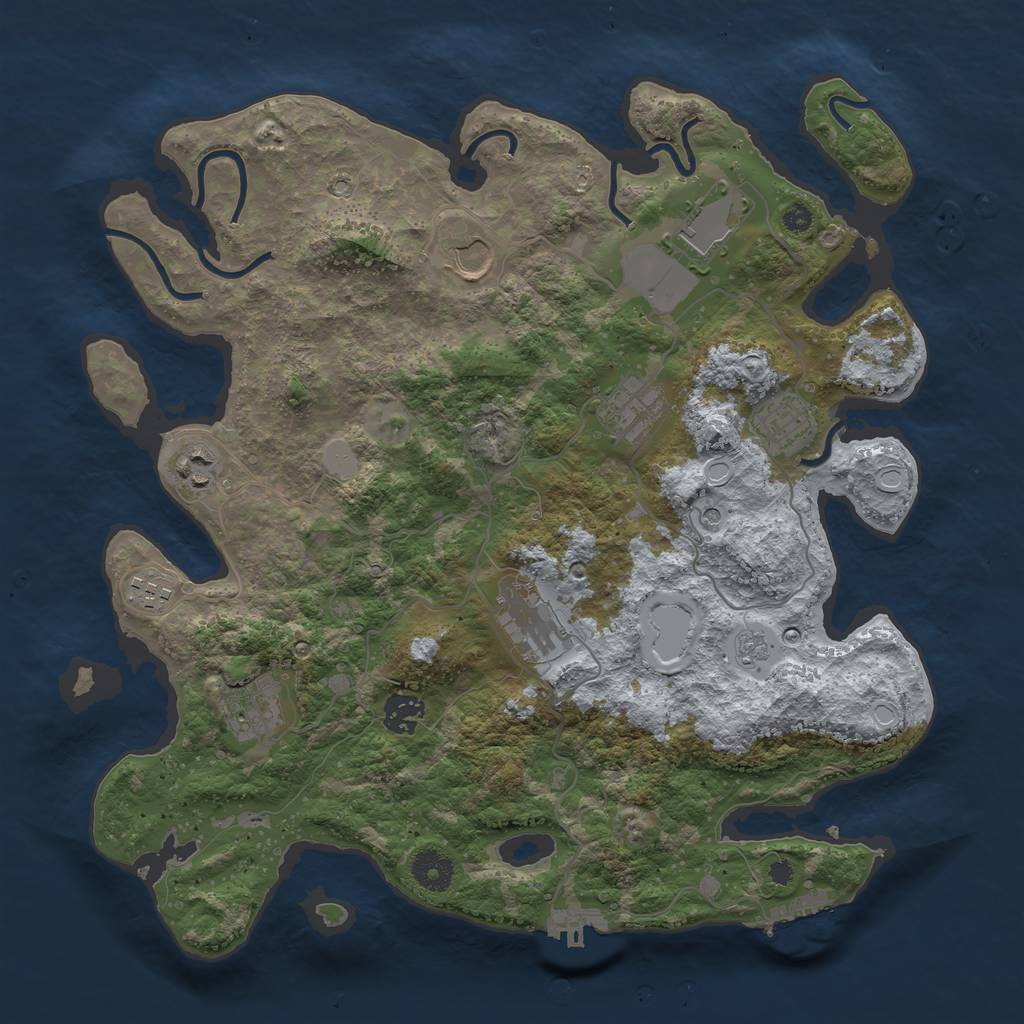 Rust Map: Procedural Map, Size: 3725, Seed: 2014304764, 18 Monuments