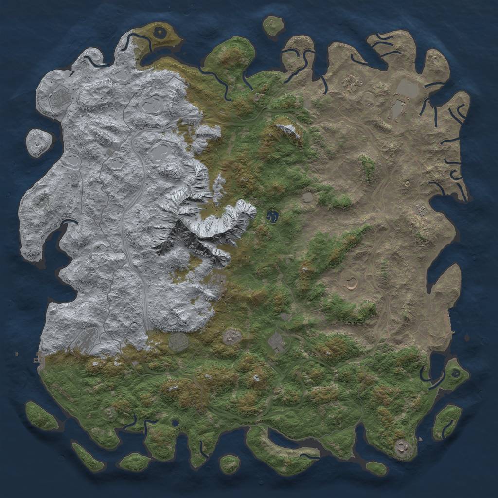 Rust Map: Procedural Map, Size: 6000, Seed: 8675432, 20 Monuments