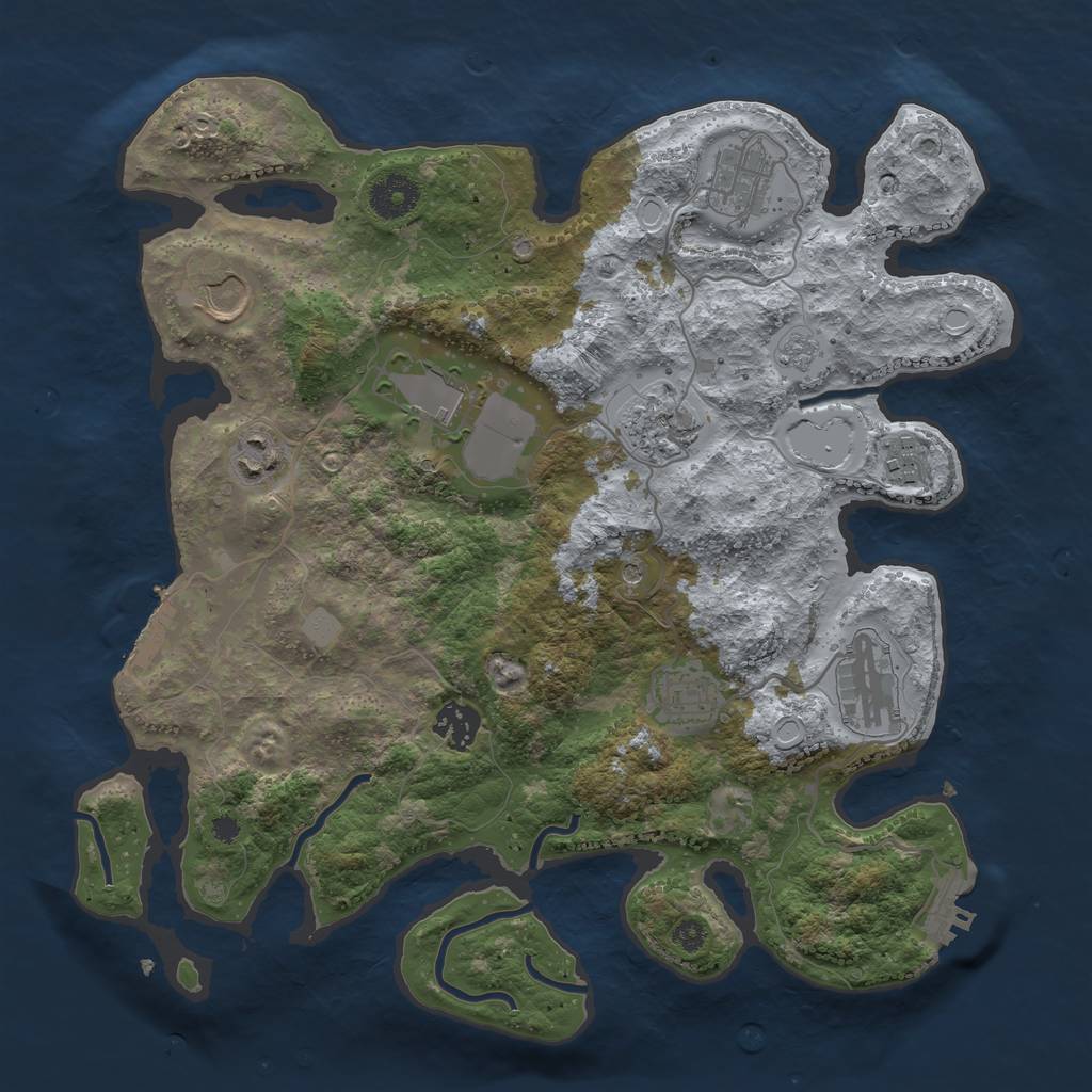 Rust Map: Procedural Map, Size: 3500, Seed: 104372416, 18 Monuments