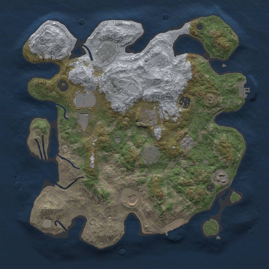 Rust Map: Procedural Map, Size: 3500, Seed: 1258169975, 17 Monuments