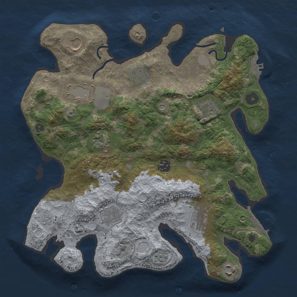 Rust Map: Procedural Map, Size: 3500, Seed: 1103978369, 19 Monuments