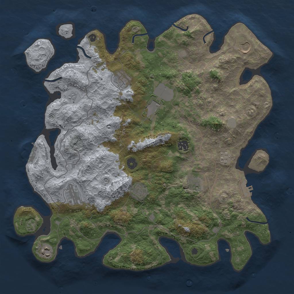 Rust Map: Procedural Map, Size: 4000, Seed: 465380546, 18 Monuments