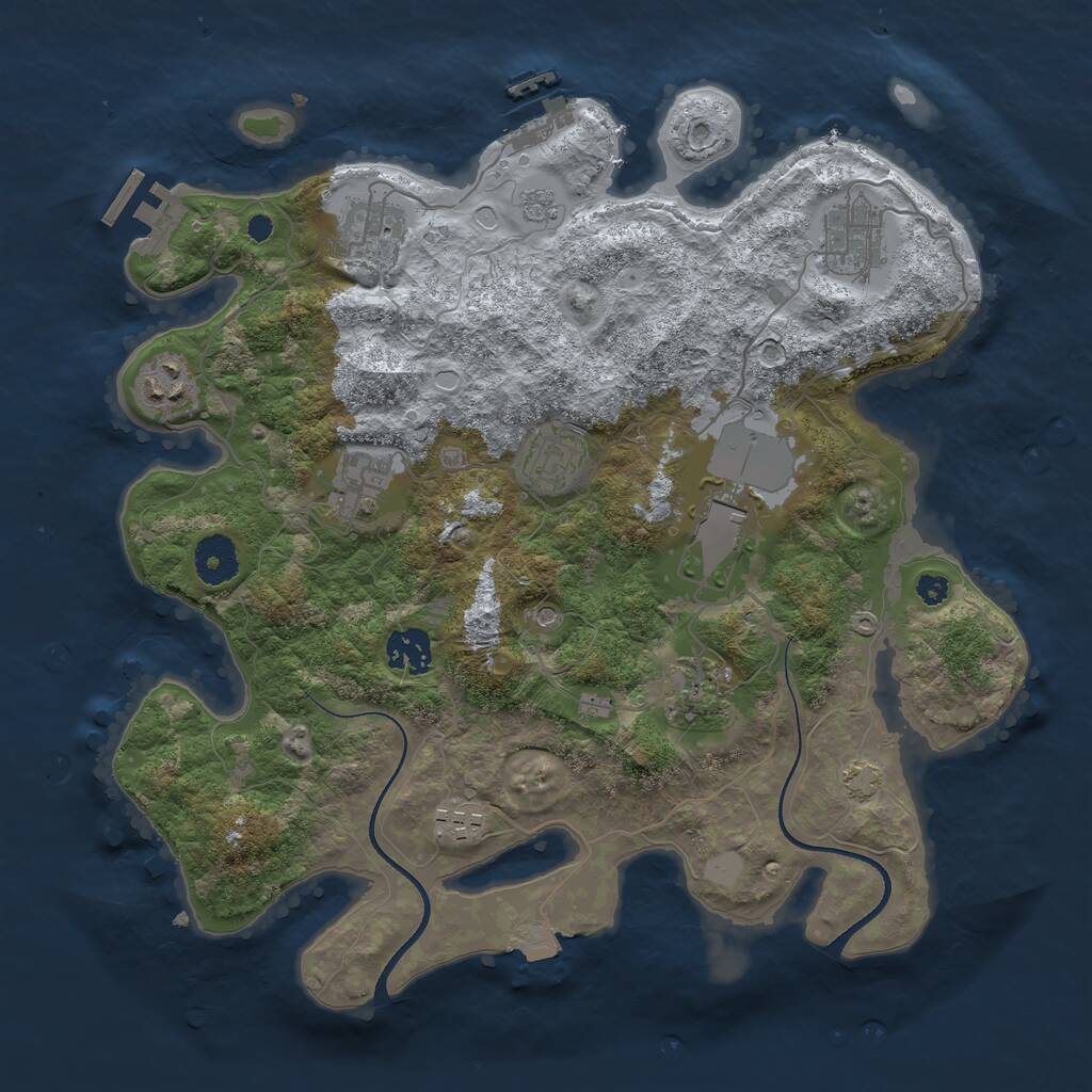 Rust Map: Procedural Map, Size: 3500, Seed: 13425648, 15 Monuments