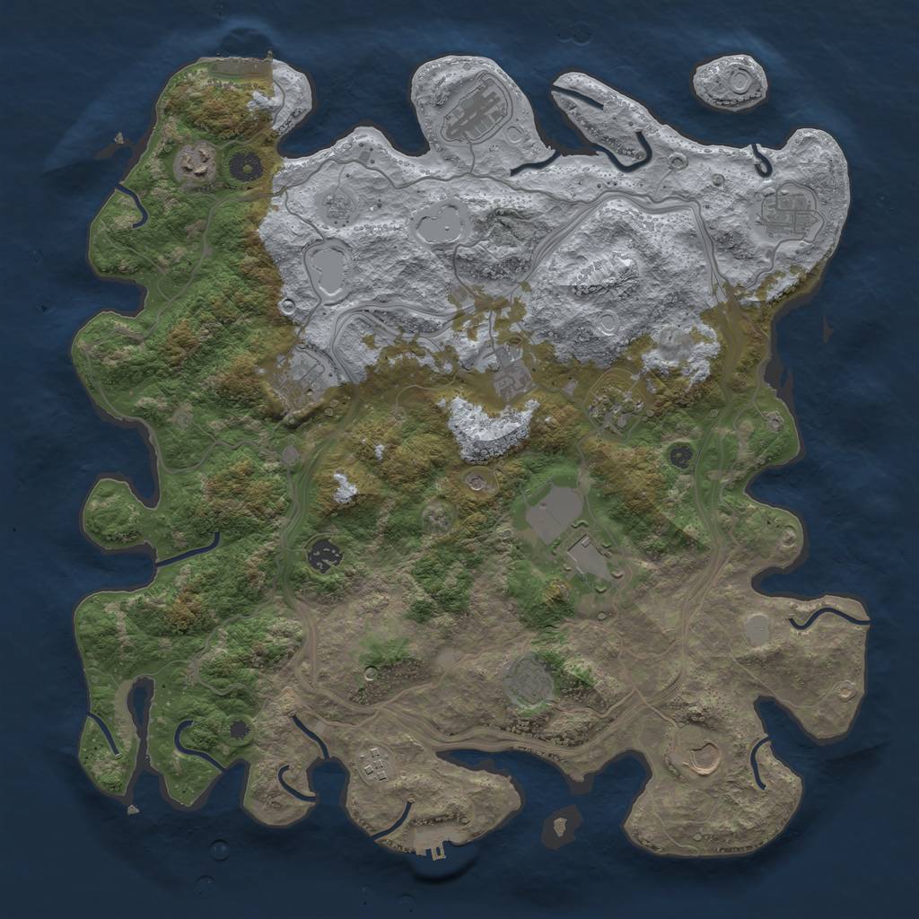 Rust Map: Procedural Map, Size: 4250, Seed: 2108478520, 20 Monuments
