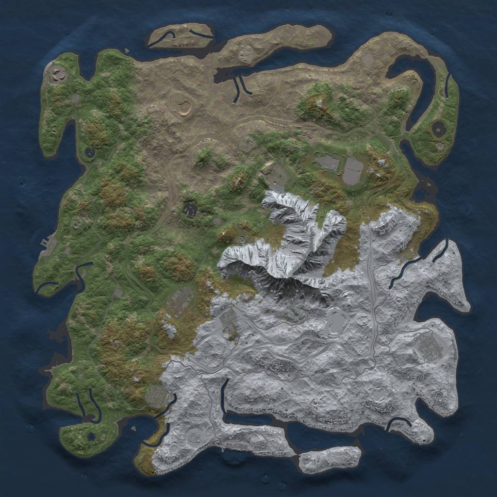 Rust Map: Procedural Map, Size: 5000, Seed: 1201315327, 19 Monuments
