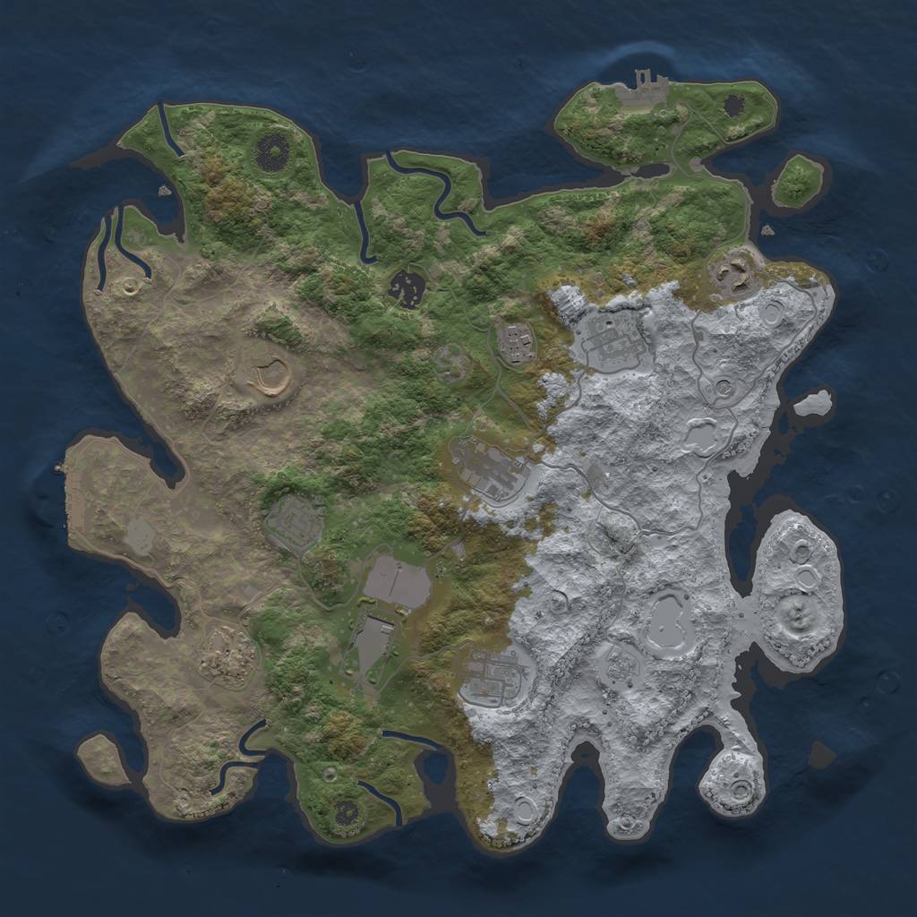 Rust Map: Procedural Map, Size: 3750, Seed: 28149866, 19 Monuments