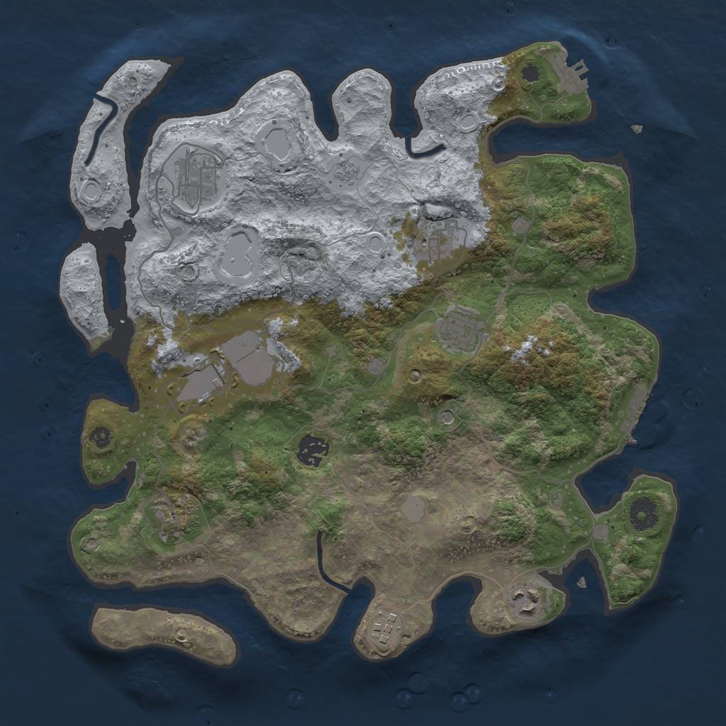 Rust Map: Procedural Map, Size: 3500, Seed: 986704699, 17 Monuments