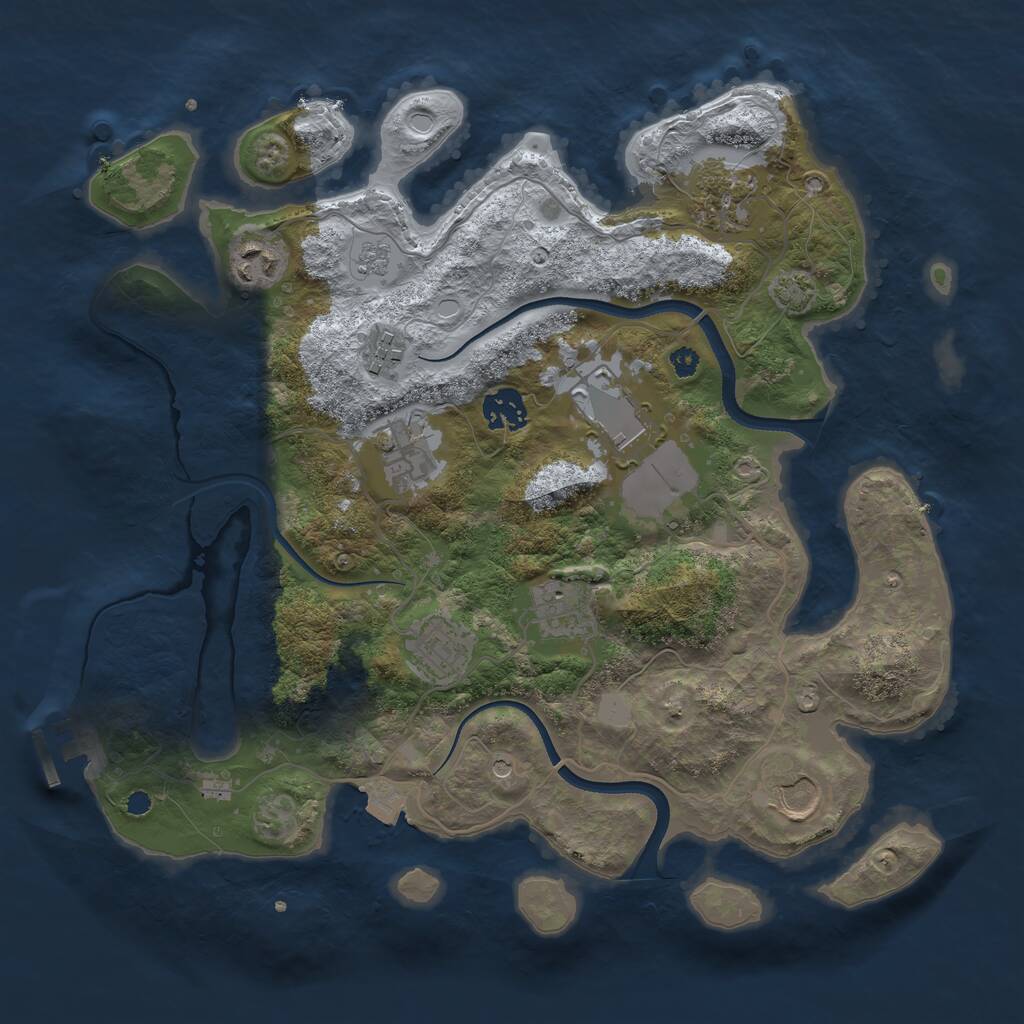 Rust Map: Procedural Map, Size: 3500, Seed: 99954544, 14 Monuments