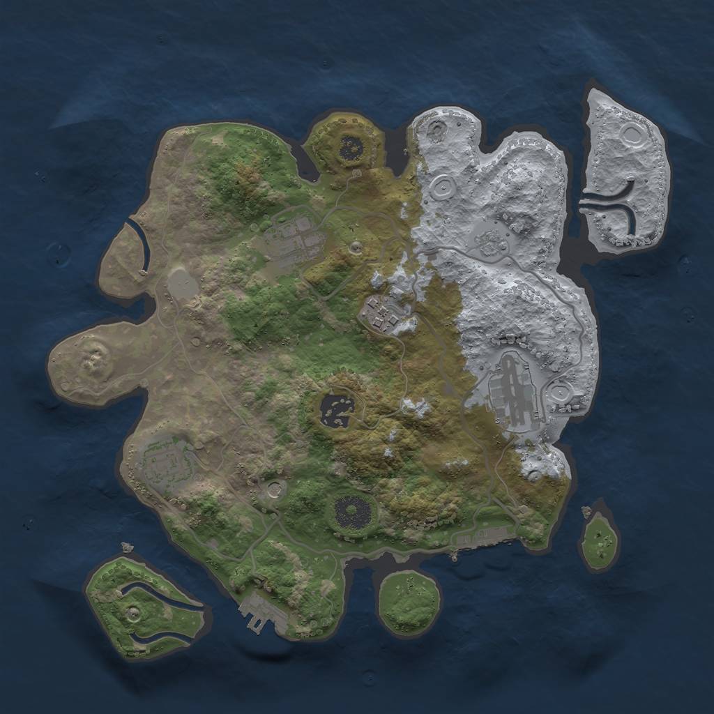 Rust Map: Procedural Map, Size: 3000, Seed: 2079829161, 14 Monuments