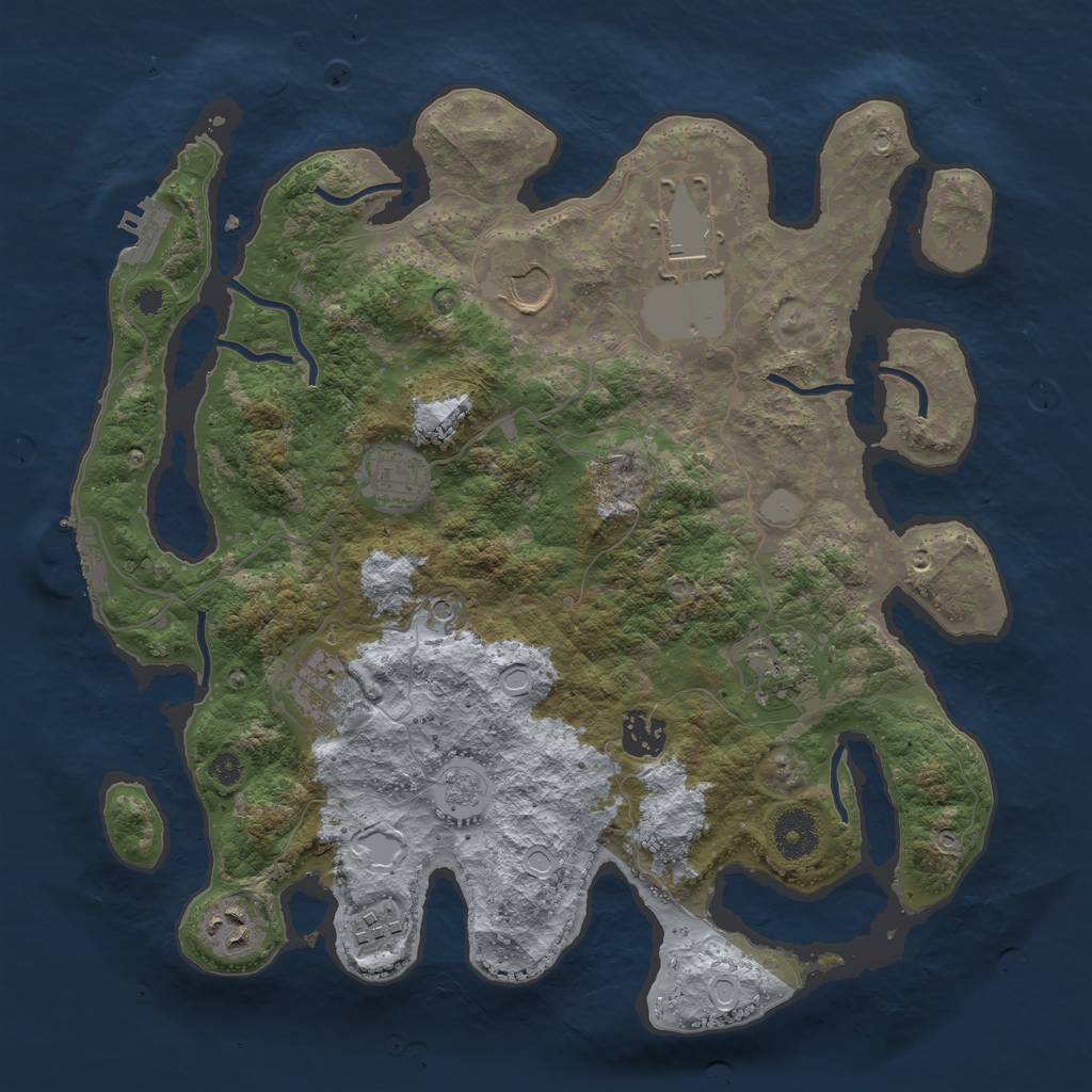 Rust Map: Procedural Map, Size: 3500, Seed: 954959645, 17 Monuments