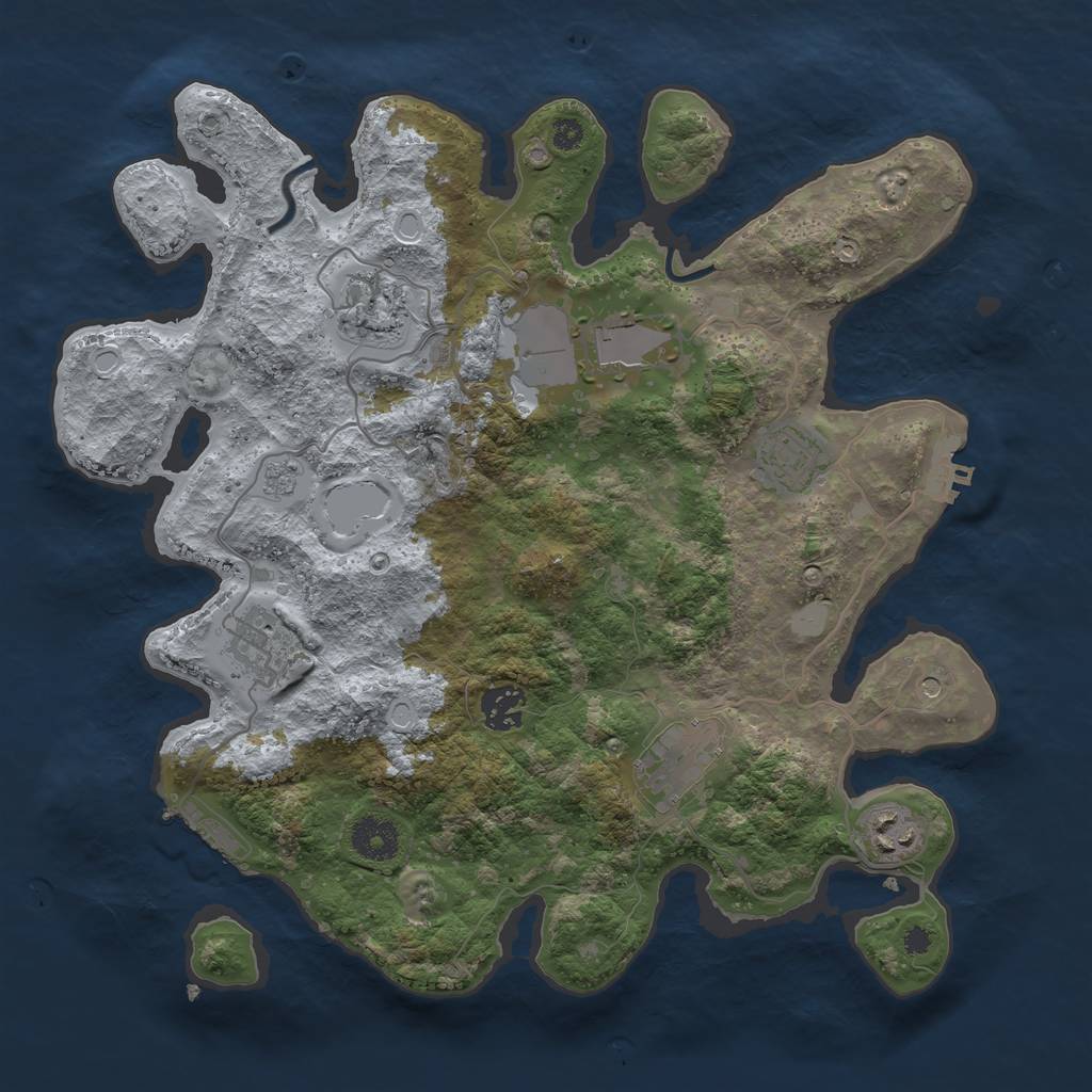 Rust Map: Procedural Map, Size: 3500, Seed: 7087549, 16 Monuments