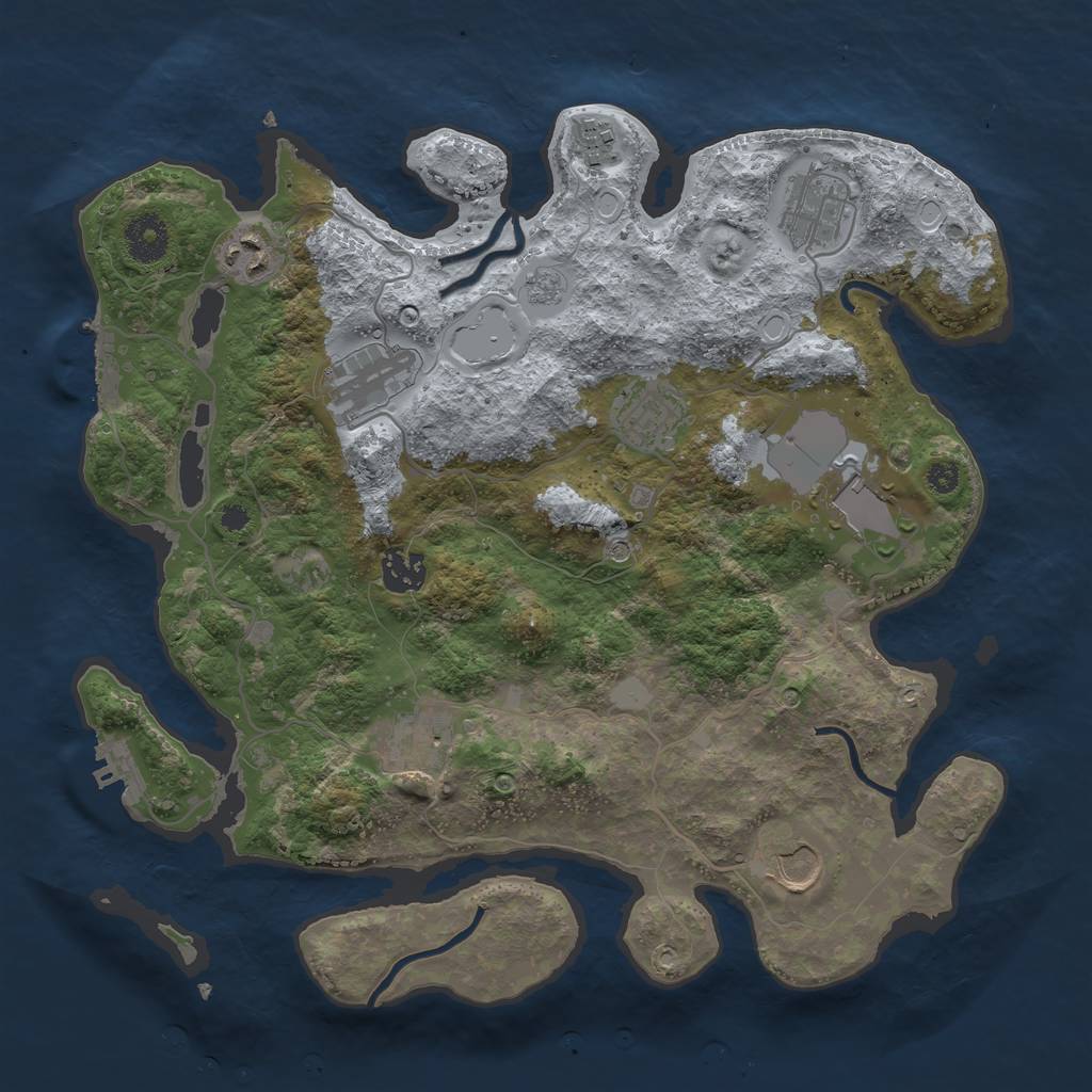 Rust Map: Procedural Map, Size: 3500, Seed: 264528869, 18 Monuments