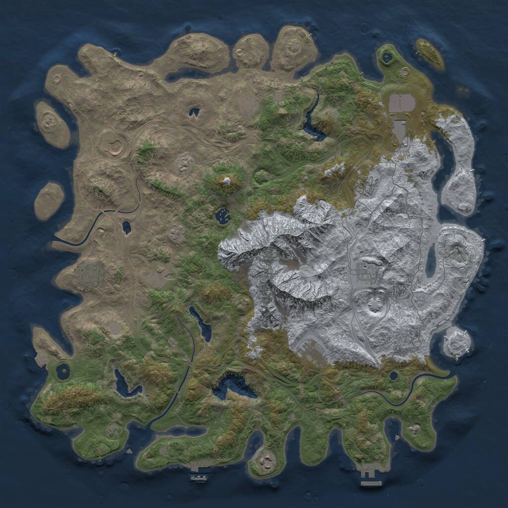 Rust Map: Procedural Map, Size: 5000, Seed: 1703128295, 17 Monuments