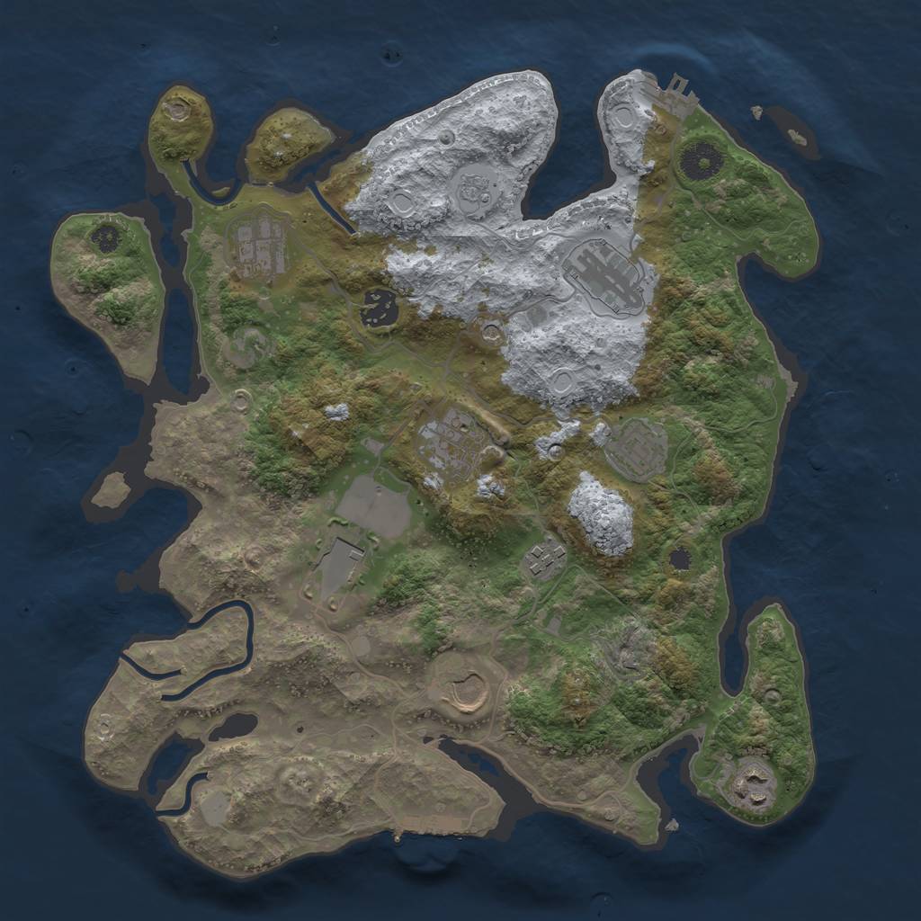 Rust Map: Procedural Map, Size: 3500, Seed: 76618119, 18 Monuments