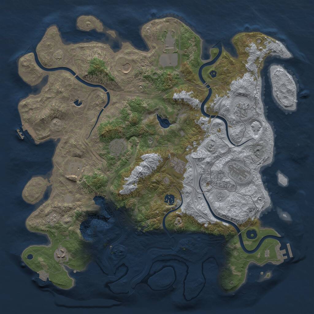 Rust Map: Procedural Map, Size: 4450, Seed: 433359903, 16 Monuments