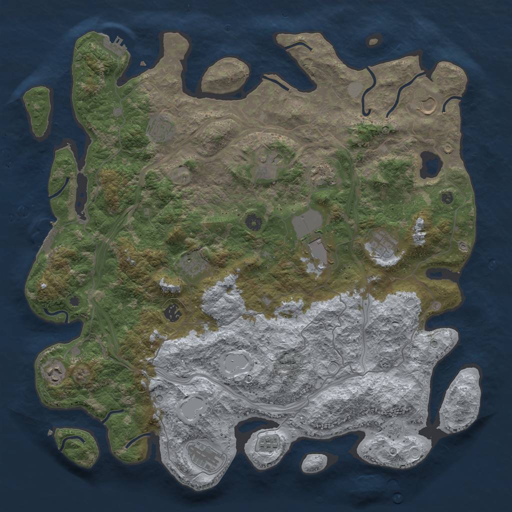 Rust Map: Procedural Map, Size: 4500, Seed: 951357, 20 Monuments