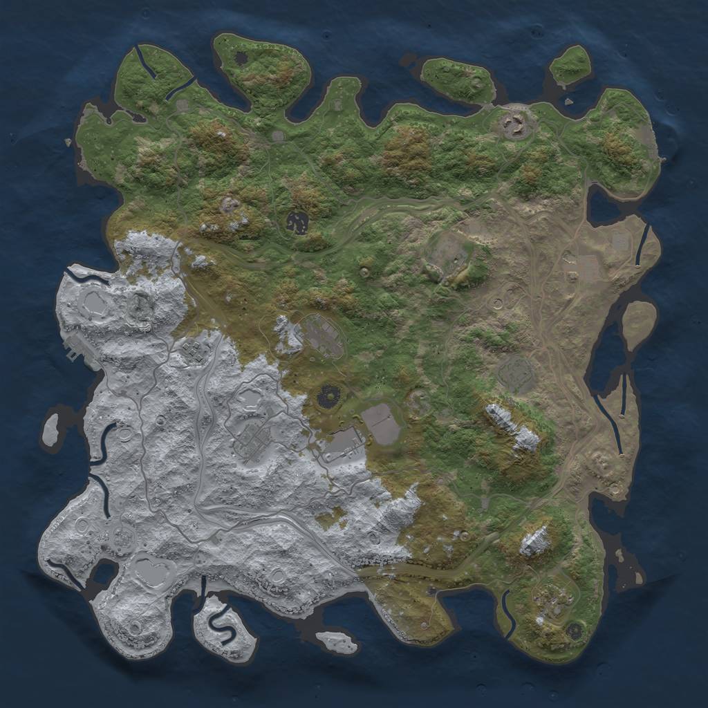 Rust Map: Procedural Map, Size: 4500, Seed: 1350264873, 19 Monuments
