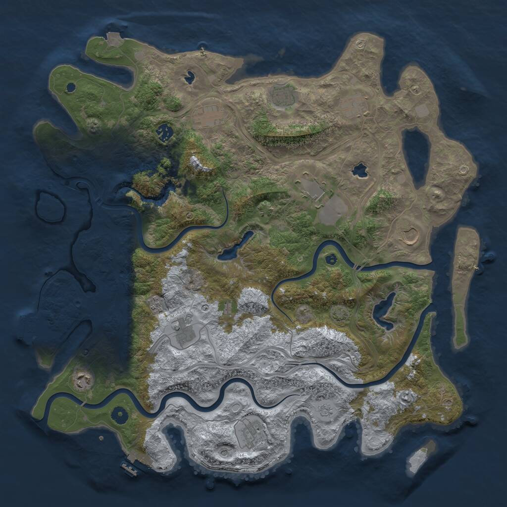 Rust Map: Procedural Map, Size: 4500, Seed: 7391166, 16 Monuments