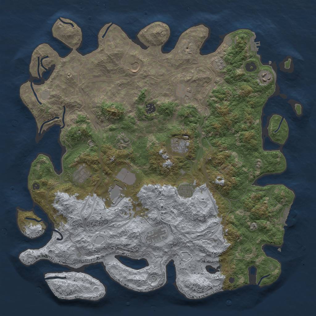 Rust Map: Procedural Map, Size: 4500, Seed: 321599374, 20 Monuments