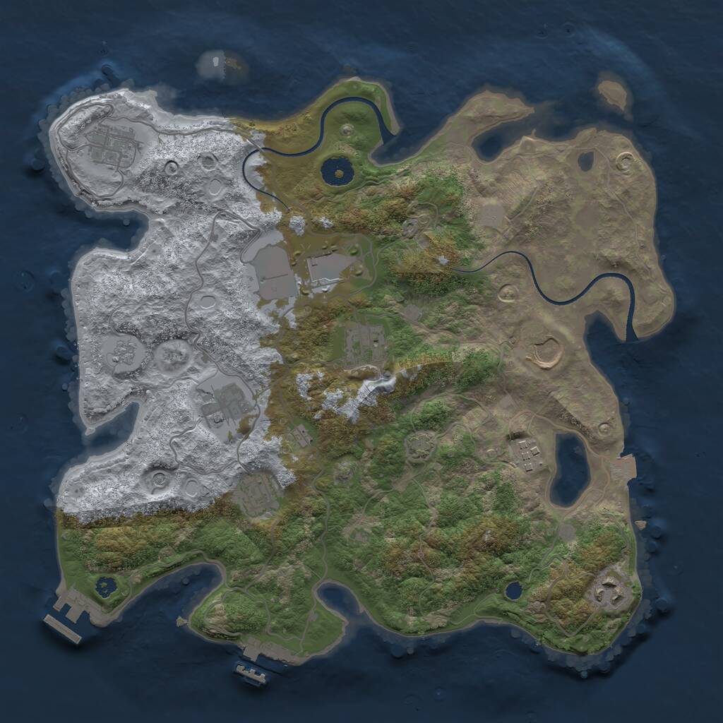 Rust Map: Procedural Map, Size: 3500, Seed: 526517697, 14 Monuments