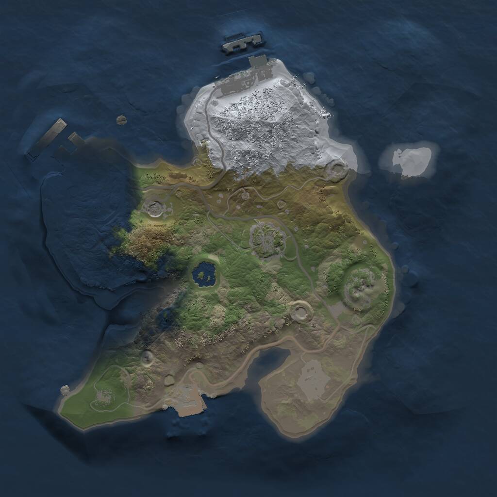 Rust Map: Procedural Map, Size: 2000, Seed: 2134928133, 5 Monuments