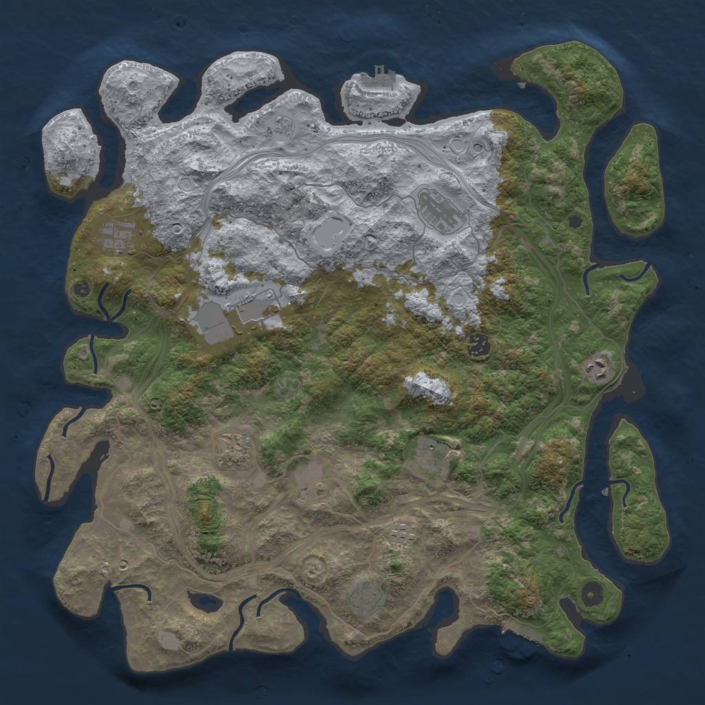Rust Map: Procedural Map, Size: 4500, Seed: 42895, 19 Monuments