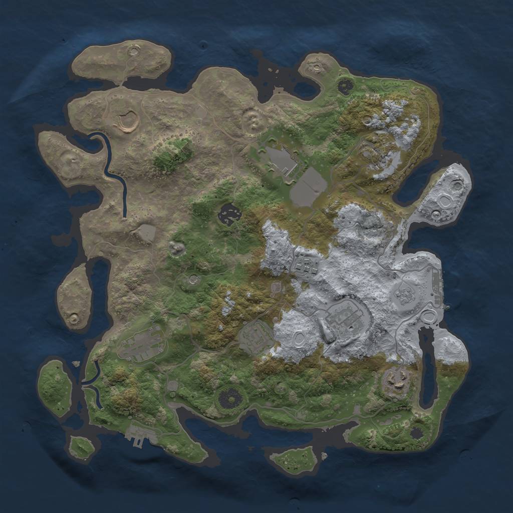 Rust Map: Procedural Map, Size: 3500, Seed: 113511033, 18 Monuments
