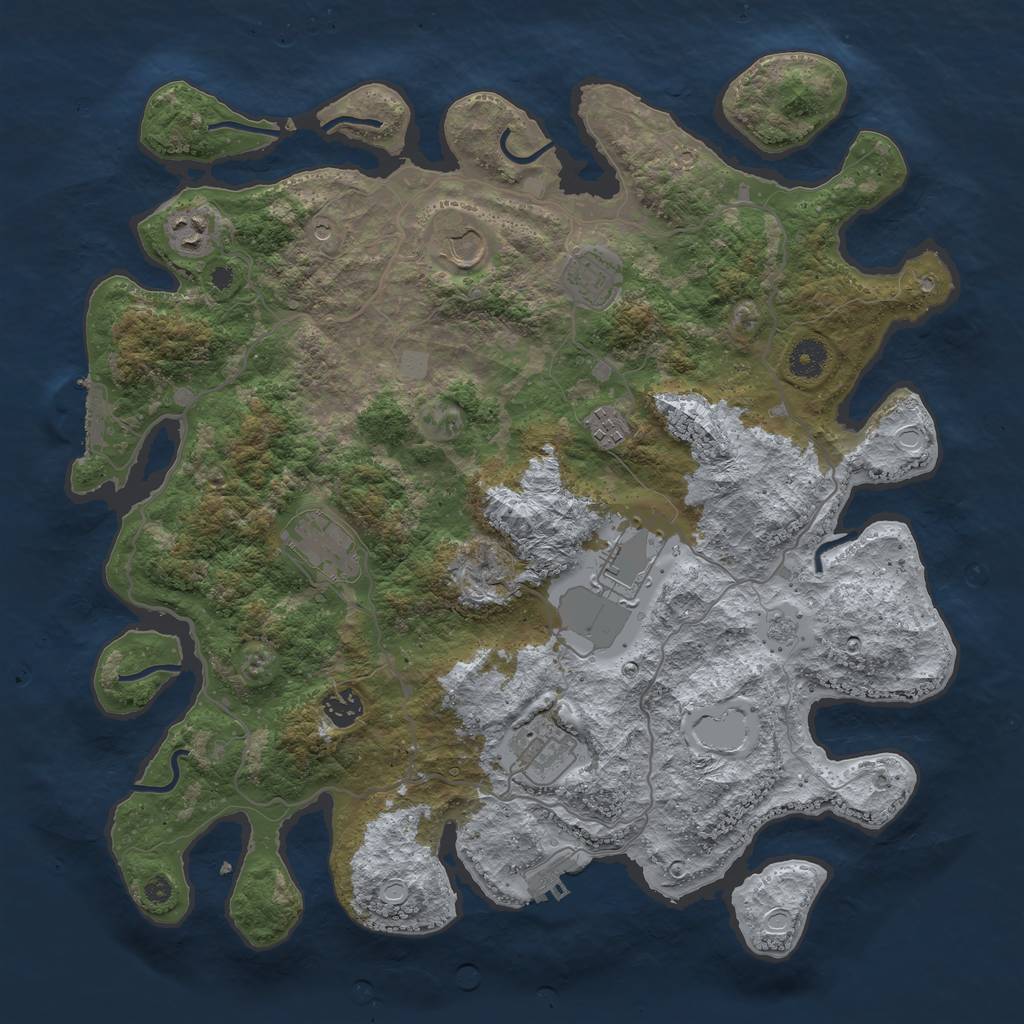 Rust Map: Procedural Map, Size: 4000, Seed: 660834005, 17 Monuments