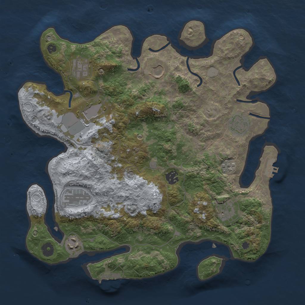 Rust Map: Procedural Map, Size: 3500, Seed: 312612636, 17 Monuments