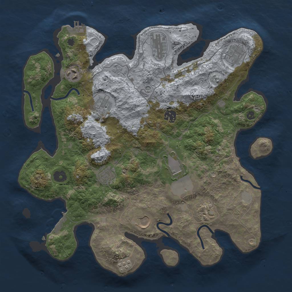 Rust Map: Procedural Map, Size: 3500, Seed: 25552, 19 Monuments