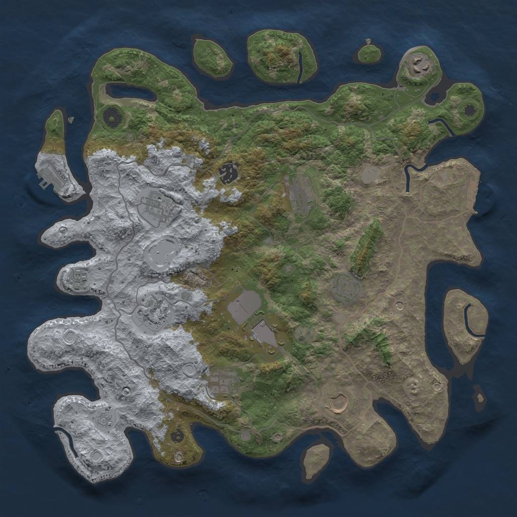 Rust Map: Procedural Map, Size: 4000, Seed: 120155, 19 Monuments