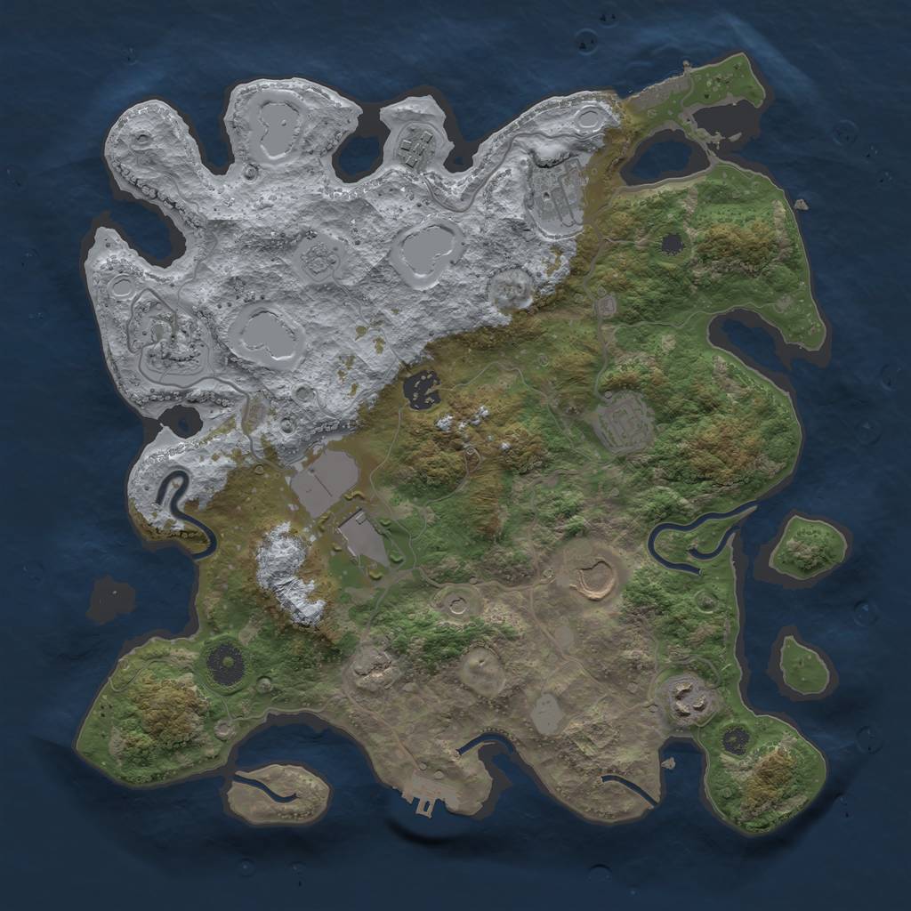 Rust Map: Procedural Map, Size: 3500, Seed: 632579672, 17 Monuments