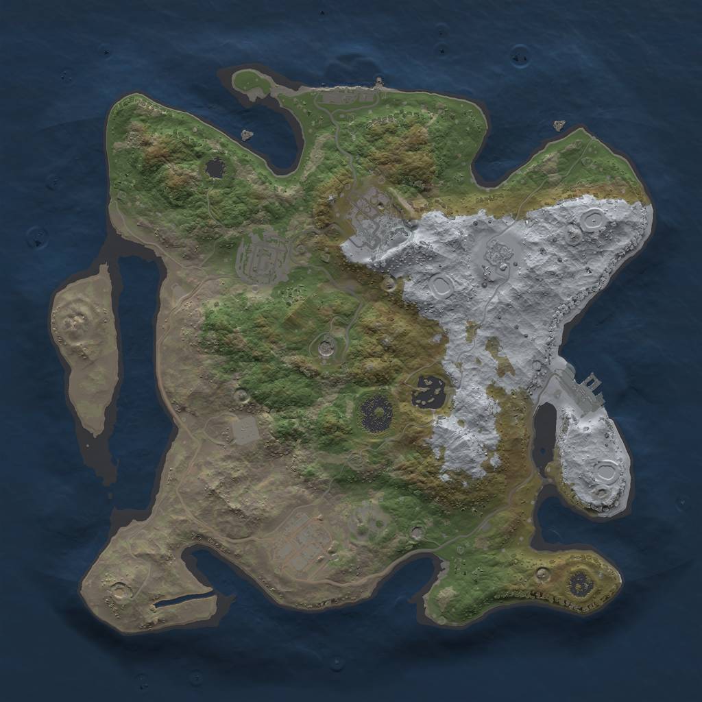 Rust Map: Procedural Map, Size: 3000, Seed: 505500, 13 Monuments